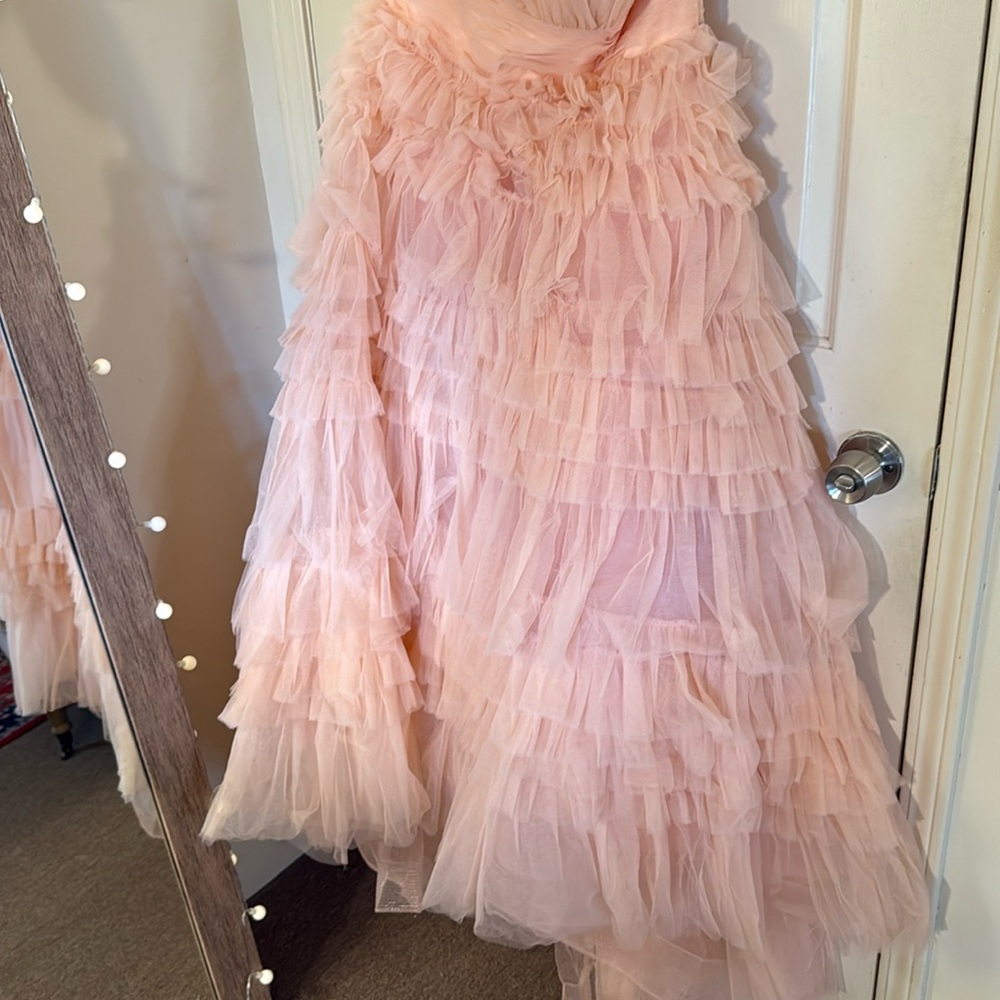 MAC DUGGAL
Pink Strapless Tulle Ruffle Gown Anthropologie - Picture 9 of 17